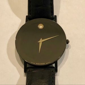 Rare Movado Ultra-Thin Borderless Black Mens Watch